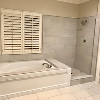 Tiled Shower And Woodwork Bath Panel 12x24 Tile Floor Schluter