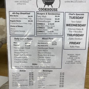 Nuuanu Cookhouse - Menu - Hawaiian Near Me - Urban Honolulu, Hawaii