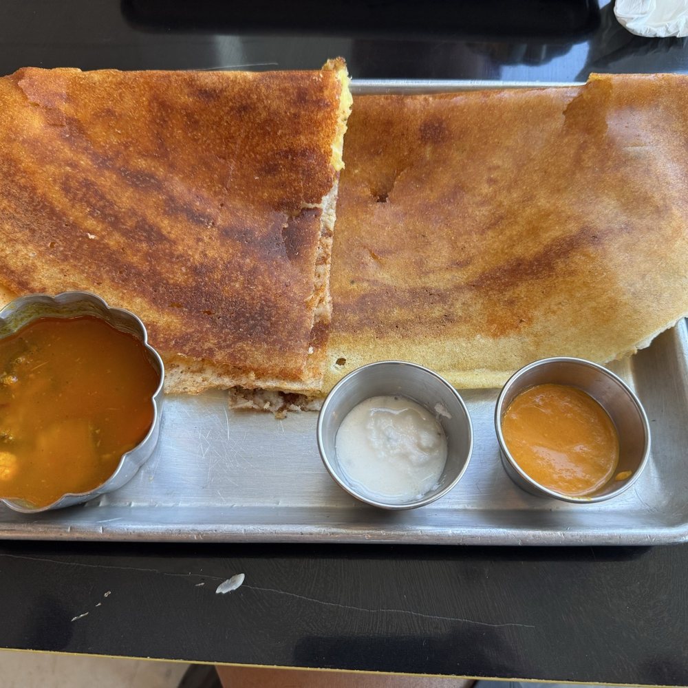 Daddy Ji Finest Indian Cuisine - Masala Dosa, image is combined two plates because I started eating before taking a picture. - Indian Near Me - Claremont, California Daddy Ji Finest Indian Cuisine - Masala Dosa, image is combined two plates because I started eating before taking a picture. - Indian Near Me - Claremont, California