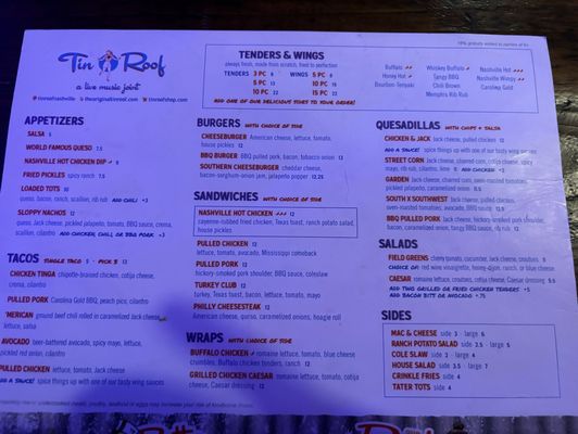 Menu photo 2 Tin Roof Nashville, TN Menu photo 2 Tin Roof Nashville, TN