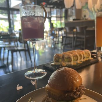 Amazonia Nikkei - waygu slider, shrimp roll, butterfly cocktail - Japanese Near Me - Miami Lakes, Florida Amazonia Nikkei - waygu slider, shrimp roll, butterfly cocktail - Japanese Near Me - Miami Lakes, Florida