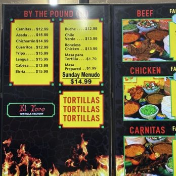 El Toro Tortilleria - Menu - Mexican Near Me - Fresno, California El Toro Tortilleria - Menu - Mexican Near Me - Fresno, California