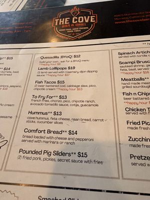 Menu photo 1 The Cove Bar & Grill Murrieta, CA