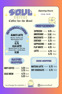 Menu photo 8 Soul Coffee Jacksonville, FL Menu photo 8 Soul Coffee Jacksonville, FL