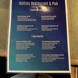 Holties Restaurant & Pub - Breakfast menu