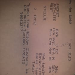 Holiday Dry Cleaners - My bill