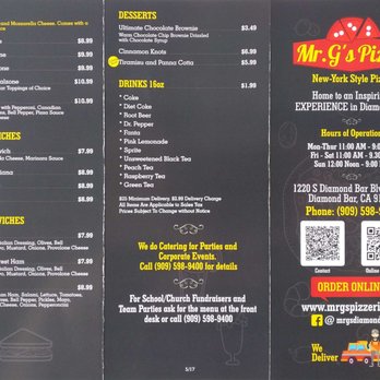 Mr. G's Pizza - Diamond Bar - Menu (outside) - Pizza Near Me - Diamond Bar, California Mr. G's Pizza - Diamond Bar - Menu (outside) - Pizza Near Me - Diamond Bar, California