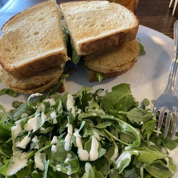 Hearth Cafe - Fried green tomato blt sub avo for bacon with side of arugula greens and vinaigrette - Breakfast & Brunch Near Me - Mansfield, Texas Hearth Cafe - Fried green tomato blt sub avo for bacon with side of arugula greens and vinaigrette - Breakfast & Brunch Near Me - Mansfield, Texas