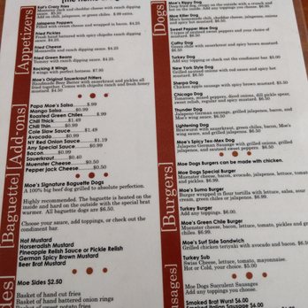 Moe Dogs Grill - Menu. - New American Near Me - Amarillo, Texas