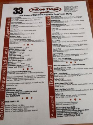 Menu photo 3 Moe Dogs Grill Amarillo, TX