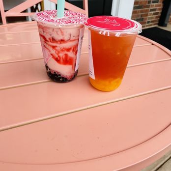 The Empress Pearl Tea - Strawberry milk tea and a Tiki Tropical tea - Coffee & Tea Near Me - Purcellville, Virginia The Empress Pearl Tea - Strawberry milk tea and a Tiki Tropical tea - Coffee & Tea Near Me - Purcellville, Virginia