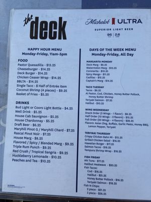 Menu photo 1 The Deck Portland, OR