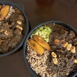 Island Quizine - Oxtail with rice, butter, beans, greens, and plantain