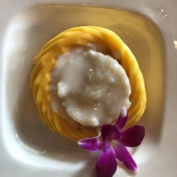 Thai BBQ House - Sweet mango and sticky rice with coconut topping. - Salad Near Me - Petaluma, California Thai BBQ House - Sweet mango and sticky rice with coconut topping. - Salad Near Me - Petaluma, California