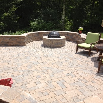 Creative Landscape Design - A outdoor living space with a fire pit & seating walls. - Landscaping Near Me - Bethlehem, Connecticut Creative Landscape Design - A outdoor living space with a fire pit & seating walls. - Landscaping Near Me - Bethlehem, Connecticut