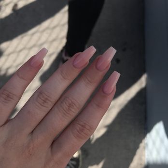 Nail lovers - nude acrylics coffin shape - Nail Salons Near Me - Miami, Florida