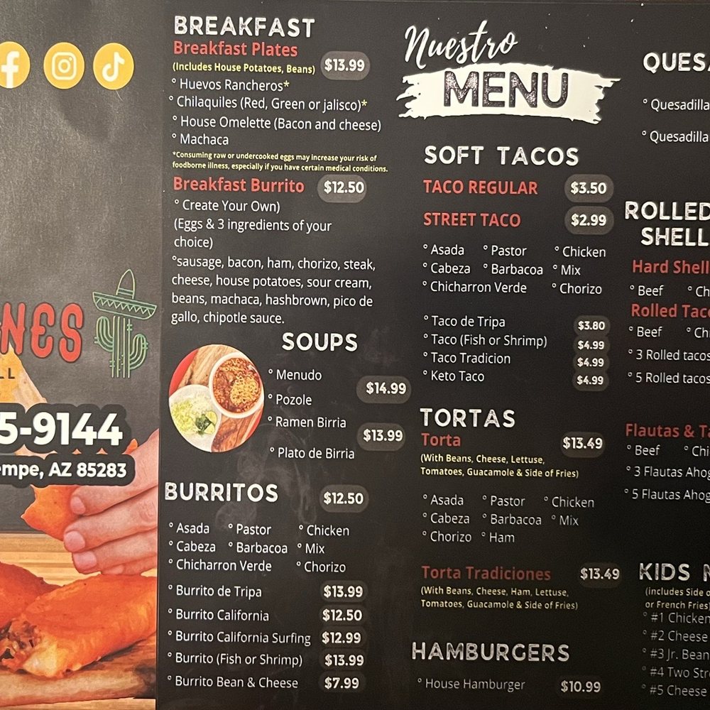 Tradiciones Mexican Grill - Menu - Mexican Near Me - Tempe, Arizona