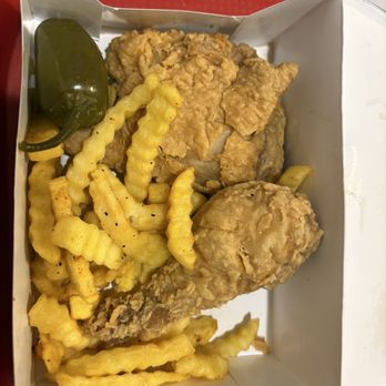 Williams Chicken - 2 piece dark plus fries and a pepper from another meal - Chicken Shop Near Me - Fort Worth, Texas Williams Chicken - 2 piece dark plus fries and a pepper from another meal - Chicken Shop Near Me - Fort Worth, Texas