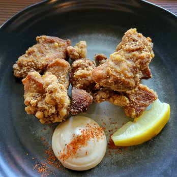 Menya Rui - Karaage: Japanese fried chicken served with lemon wedge and Kewpie mayo - Ramen Near Me - St. Louis, Missouri Menya Rui - Karaage: Japanese fried chicken served with lemon wedge and Kewpie mayo - Ramen Near Me - St. Louis, Missouri
