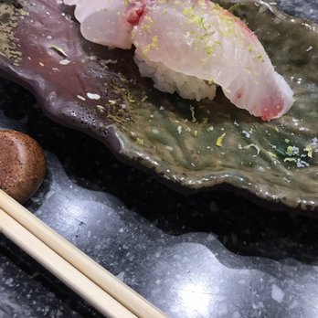 Sushi Murayama - Shimaaji belly w sea salt and lime-orange zest. - Sushi Bars Near Me - Honolulu, Hawaii