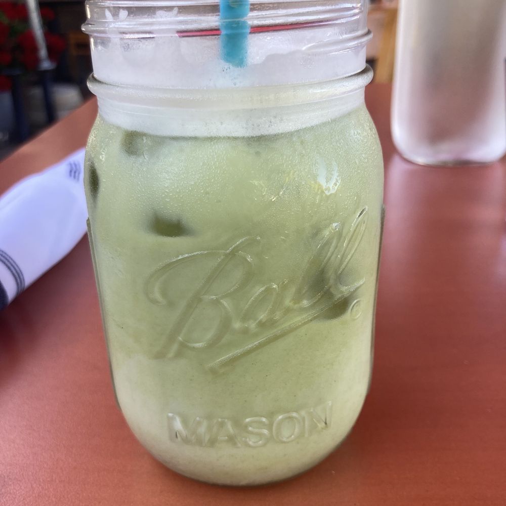 Matcha latte with almond milk Matcha latte with almond milk