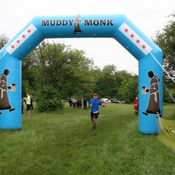 Muddy Monk - At the finish of the Mayday^3 15k Trail Race
