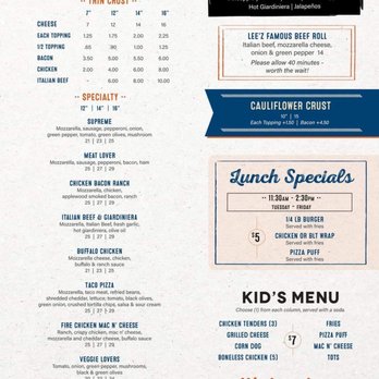 Lee'z Place Bar & Grill - Menu - Bars Near Me - Sandwich, Illinois Lee'z Place Bar & Grill - Menu - Bars Near Me - Sandwich, Illinois