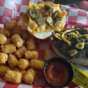 Wurzbach Ice House - Frito Bandito Burger Fresh bread, black beans, jalapenos, and cheddar cheese and some tater tots. - Beer Bar Near Me - San Antonio, Texas Wurzbach Ice House - Frito Bandito Burger Fresh bread, black beans, jalapenos, and cheddar cheese and some tater tots. - Beer Bar Near Me - San Antonio, Texas