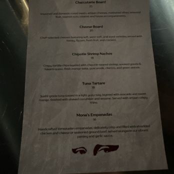 Mona Bar & Lounge - Friday night Food menu July 2026 - Wine Bars Near Me - Bloomington, Indiana Mona Bar & Lounge - Friday night Food menu July 2026 - Wine Bars Near Me - Bloomington, Indiana