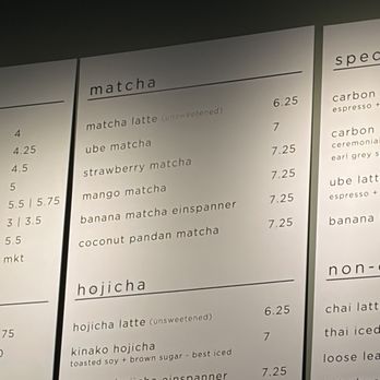 Carbon Coffee - portion of menu - Coffee & Tea Near Me - Aurora, Colorado