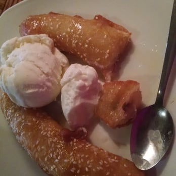 Siam Thai Restaurant - Gorgeous deep friend banana with coconut ice cream. Ideal for sharing! - Thai Near Me - Victoria, British Columbia