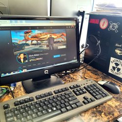 A compaq monitor and mouse onsite hooked me up with! Super cheap