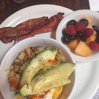 Grotto Cafe - Introducing "The Grotto Bowl" scrambled egg whites, applewood bacon, avocado, potatoes and a side fruit bowl!!!! - Cafes Near Me - Cave Creek, Arizona Grotto Cafe - Introducing "The Grotto Bowl" scrambled egg whites, applewood bacon, avocado, potatoes and a side fruit bowl!!!! - Cafes Near Me - Cave Creek, Arizona