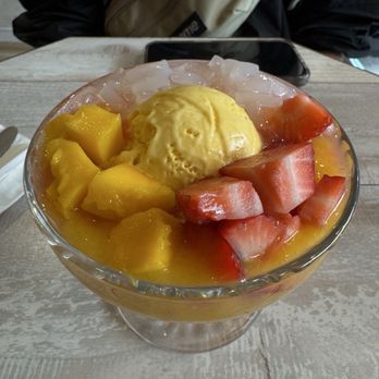 Mango Mango Dessert - A5. Strawberry Mango Juice Sago and Lychee Jelly with Mango Ice Cream - Desserts Near Me - New York, New York