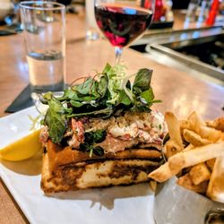 Lobster roll with fries