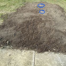 J Bird's Landscaping - Finished dry well (pipes/grate circled in blue)