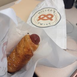 Hot Beef Sausage Pretzel Wrap