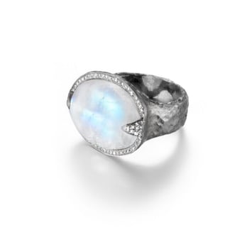 Mia Gemma - Moonstone with Hammered Rhodium Plated Sterling Silver Band - Jewelry Near Me - Washington, DC, District of Columbia