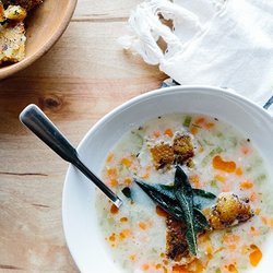 Homespun - White Bean Soup with Chili Oil and Fried Sage