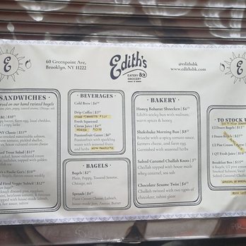 Edith’s Sandwich Counter - Menu hanging - Bakeries Near Me - Brooklyn, New York