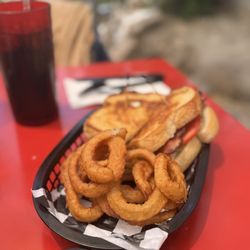 Bisbee Badassery - BLT Sandwich with onion rings