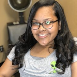 DIAMOND's Hair - Silk Press w/ curls  (hair is shampooed, blow dry, and straighten with flat iron)