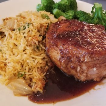 Skylark Diner - Bulgogi pork chop with kimchi fried rice and steamed broccoli - Diners Near Me - Edison, New Jersey