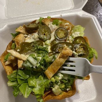 Don Machete Mexican Restaurant - Chicken Taco Salad with a request for queso and jalapeños - Mexican Near Me - Hardeeville, South Carolina