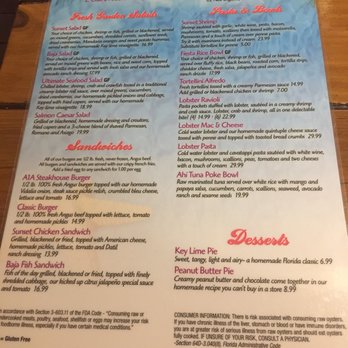 Sunset Grille - Menu - Seafood Near Me - Saint Augustine, Florida