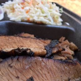Brisket and coleslaw.