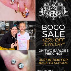 Laughing Buddha Seattle - Back to School earlobe piercings! Now through 8/27 get buy one get one free earlobe piercings, plus 25% off the jewelry for those