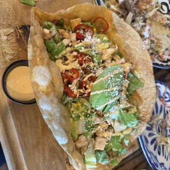 Kalaveras - Tostada chicken taco salad. - Breakfast & Brunch Near Me - Newport Beach, California Kalaveras - Tostada chicken taco salad. - Breakfast & Brunch Near Me - Newport Beach, California