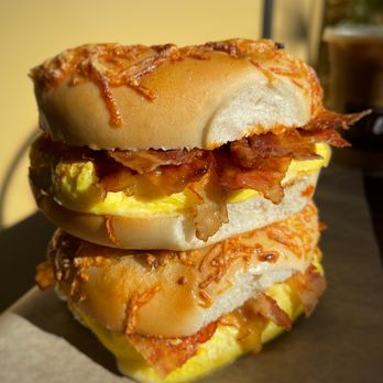 LovChCh - The Rise and Shine Toasted Bagel with Scrambled Eggs, Swiss Cheese, Cream Cheese and your choice of Bacon Chorizo or Ham. - Cafes Near Me - Walnut, California LovChCh - The Rise and Shine Toasted Bagel with Scrambled Eggs, Swiss Cheese, Cream Cheese and your choice of Bacon Chorizo or Ham. - Cafes Near Me - Walnut, California