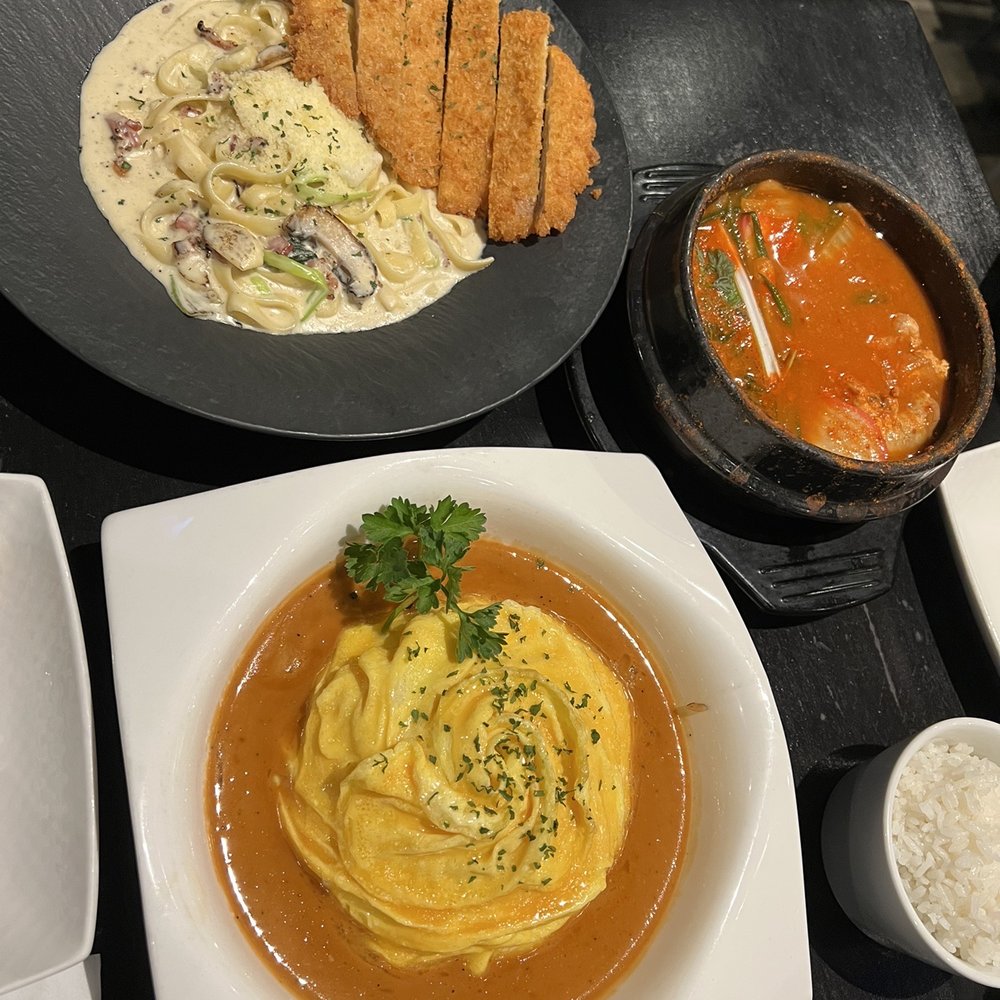 Lab No.1 - Tornado Omurice, Cream Pasta with Chicken Katsu, Fish Egg soup - Asian Fusion Near Me - Centreville, Virginia